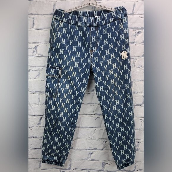 MLB New York Yankees Denim Cargo Jeans Pants Joggers Unisex Medium 32-34 Waist - Picture 13 of 15